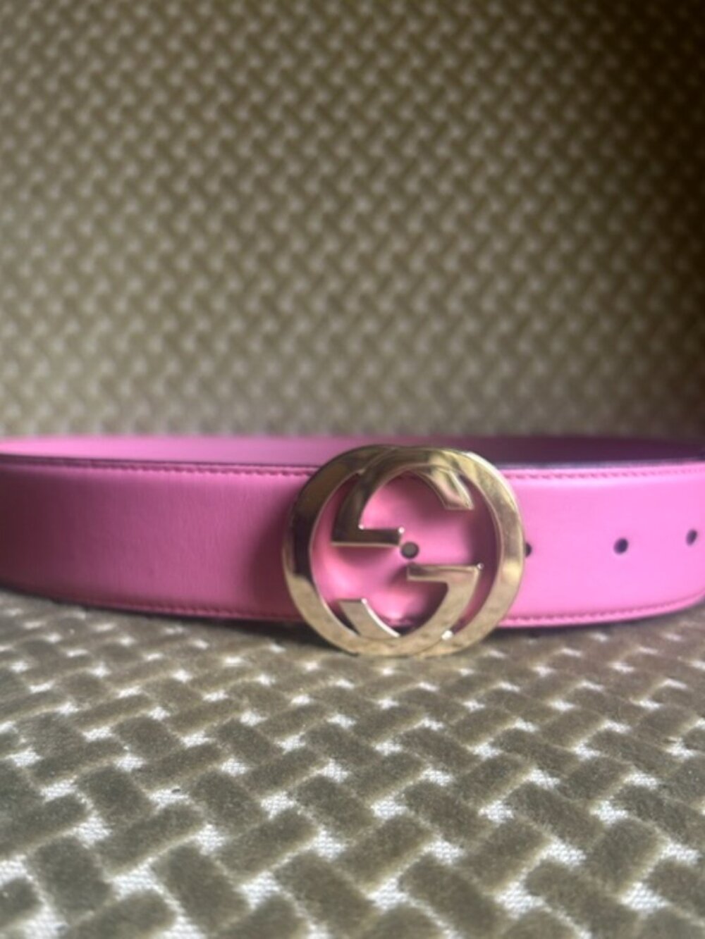 GUCCI Pretty Pink 100% Leather Interlocking G Buckle Belt - Picture 15 of 16